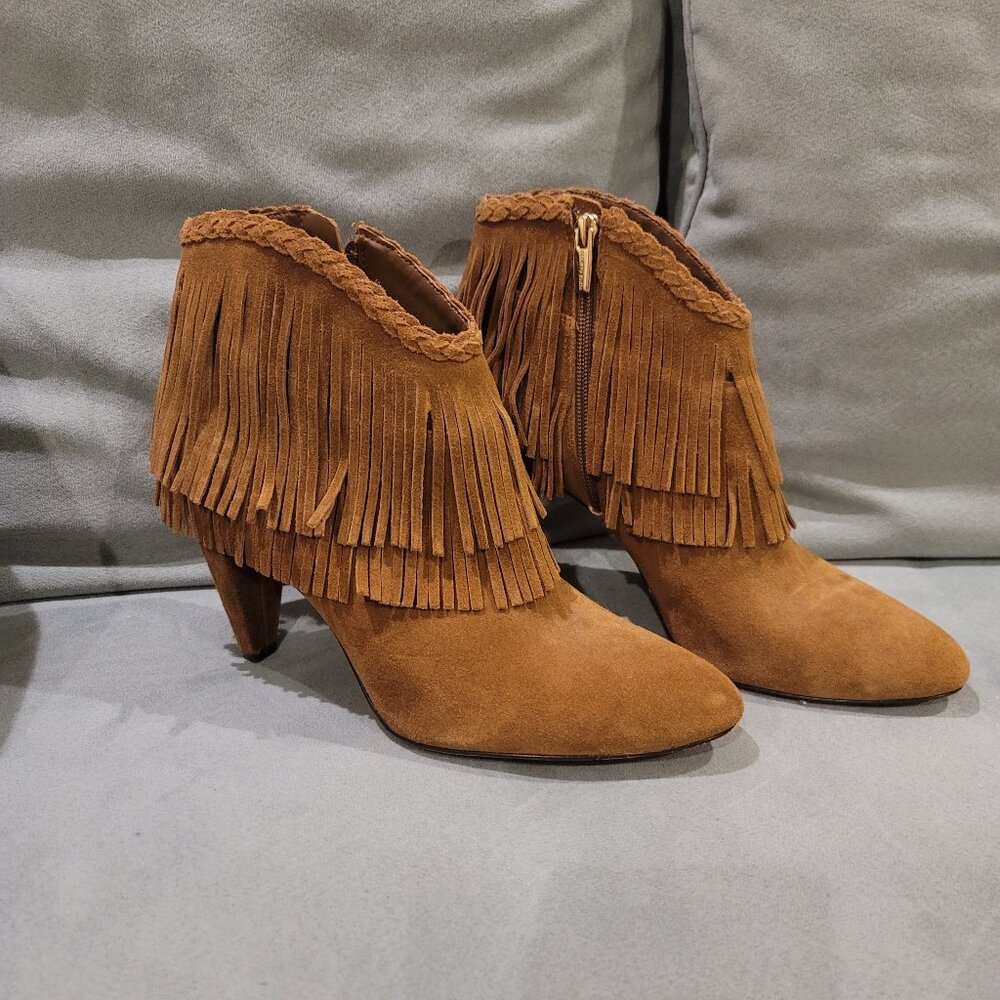 Vince Camuto Brown Fringed Booties